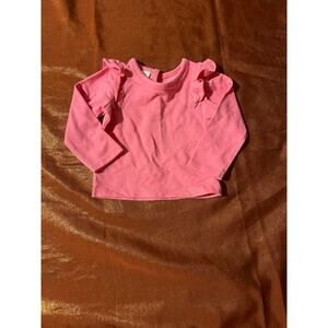 Little Wonders Top Baby Girls 6-9M Pink Long Sleeve Ruffle Shoulder Casual Cute